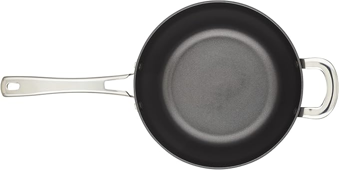 Rachael Ray Cook + Create Hard Anodized Nonstick Saucier Pan/Saucepan with Lid and Helper Handle 4.5 Quart - Black