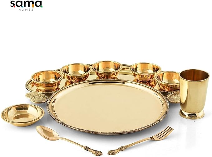 Sama Homes' 10-Piece Brass Maharaja Dinner Set for an Authentic Dining Experience