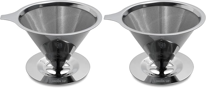 The London Sip Stainless Steel Coffee Dripper Pour Over Coffee Maker Coffee Slow Brewing Accessories for Home 1-4 Cup (Pack of 2)