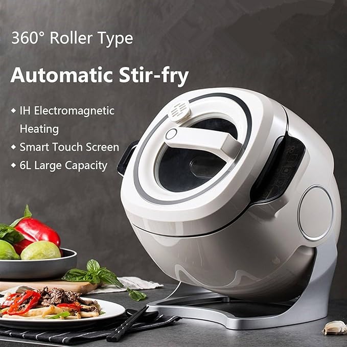 Portable Automatic Stir Fry Cooker 360° Rotation 3 Speed Adjustable Touch Panel Cooking Robot for Home and Outdoor Camping 220V