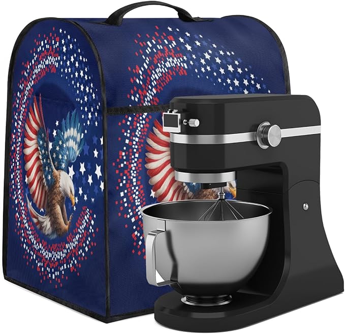 Kitchen Aid Mixer Cover Animal Eagle American Flag Stand Mixer Cover Compatible with 6-8 Quarts Stand Mixers Dust Covers with Zipper Pocket Foldable Washable Kitchen Aid Organizer Bag