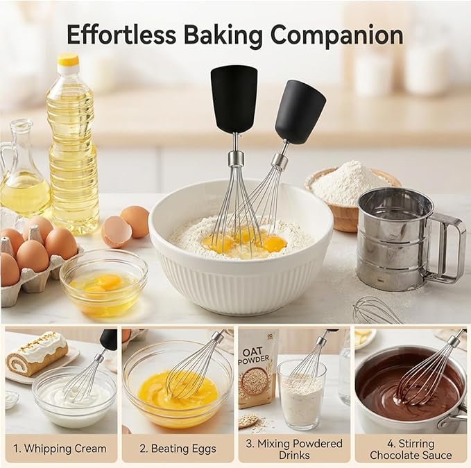 MEGAWISE HB-2062B 5-in-1 Hand Immersion Blender Set 800W Powerful Stick Blender with Turbo Mode Variable Speed Control Stainless Steel Blade Includes Whisk Milk Frother Chopper Bowl &amp Beaker