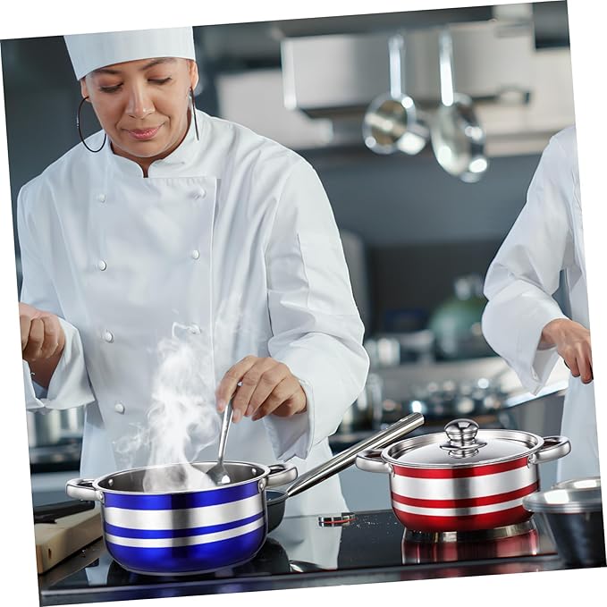 Alipis 4pcs Stainless Steel Cookware Set with Ergonomic Cool-touch Handles Induction Compatible Stock Pots Even Heat Distribution Dishwasher Safe Kitchen Cooking Utensils for Home and