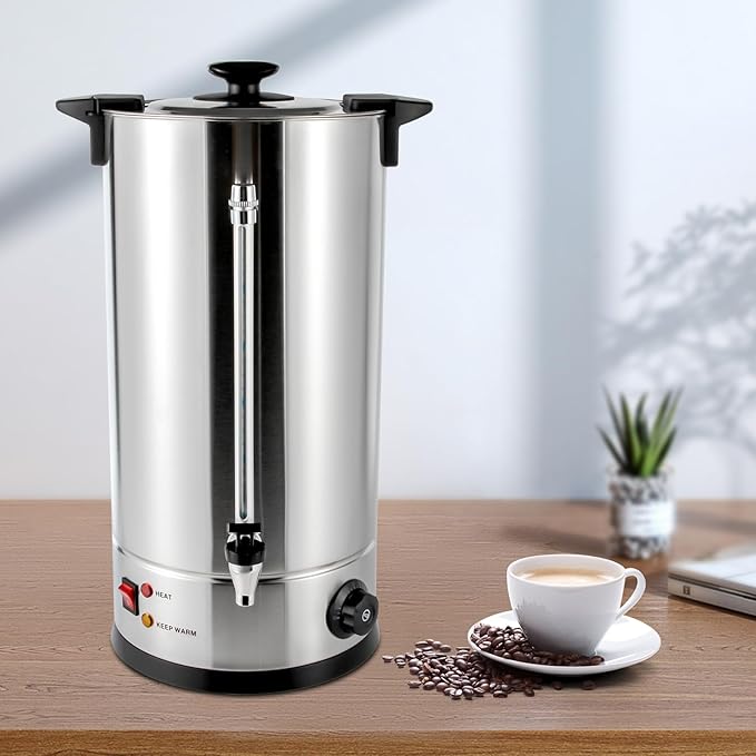 1400W 25L/6.6gal Commercial Coffee MakerStainless Steel Coffee PercolatorCommercial Coffee UrnLarge Coffee Urn For Home Party Office Wedding30-110°C/86-230°F