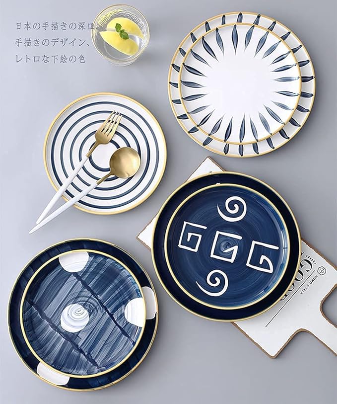 Dinnerware Set Japanese Style 4 Colors Includes 4-Piece Dinner Plates 4-Piece Salad Plates and 4-Piece Bowls24Pieces for 8A