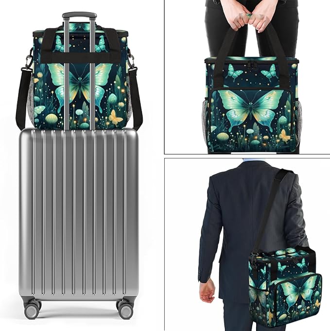 Gothic Butterfly Coffee Maker Carrying Bag Cute Butterfly Travel Storage Bag Compatible with K-Mini or K-Mini Plus Single Serve Coffee Brewer Carrying Case with Multiple Pockets &amp Shoulder Strap