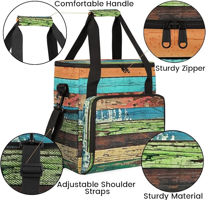 Retro Rustic Wooden Texture Coffee Maker Carrying Bag Travel Storage Bag Compatible with K-Mini or K-Mini Plus Single Serve Coffee Brewer Carrying Case with Multiple Pockets &amp Shoulder Strap