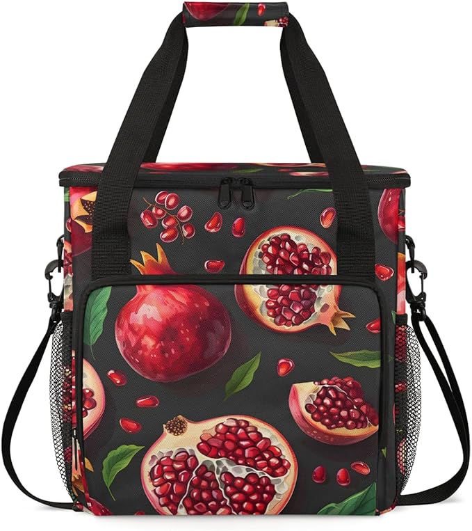 Fruit Pomegranate Coffee Maker Travel Bag for Keurig K-Mini/K-Mini Plus Insulated Waterproof Tote with Pockets Portable Single-Serve Brewer Case