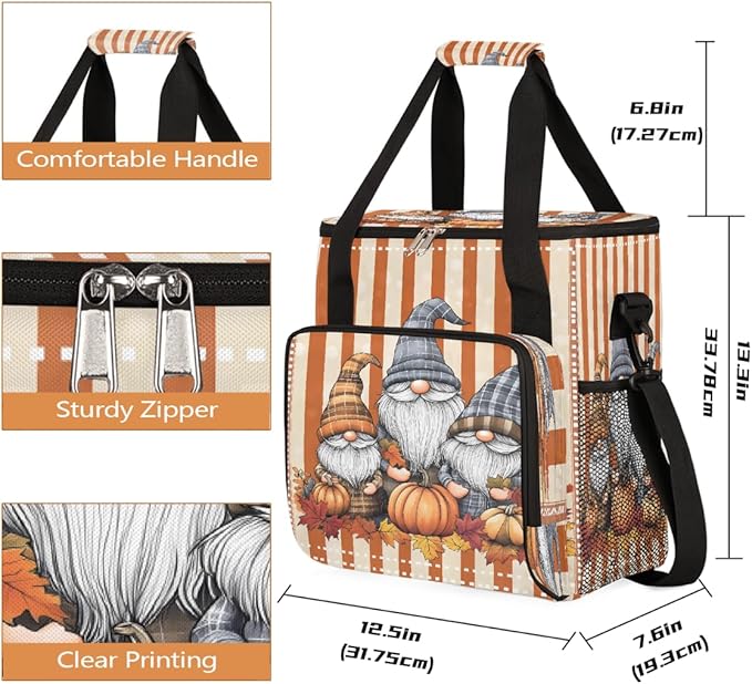 Dwarf Pumpkin Maple Leaf Coffee Maker Carring Bag Travel Carrying Storage Tote Bag Compatible with Keurig K-Mini or K-Mini Plus Portable Single Serve Coffee Brewer Case with Pockets for K-cup Pods