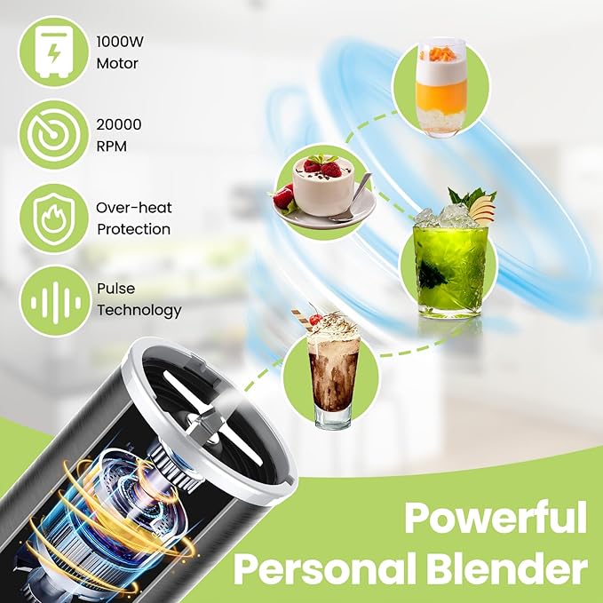 iCucina 1000W Smoothie Blender Family Bundle - Make 4 Drinks at Once &amp Enjoy Together!