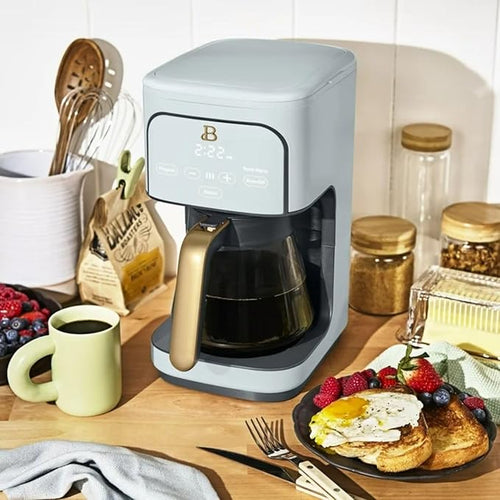 12-Cup Programmable Coffee Maker with 24h Timer &amp Brew Strength Settings Drip Brewer for Rich Flavor (Hydrangea)