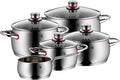 WMF Pot Set 5-Piece Quality One Steam Vent Glass Lid Cromargan® Stainless Steel Polished Suitable for Induction Hobs Dishwasher-Safe