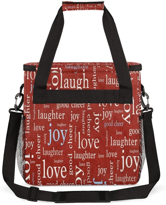 cfpolar Love Joy Laugh Letter Red Coffee Maker Carrying Bag Portable Single Serve Coffee Brewer Case with Pockets for K-Cup Pods
