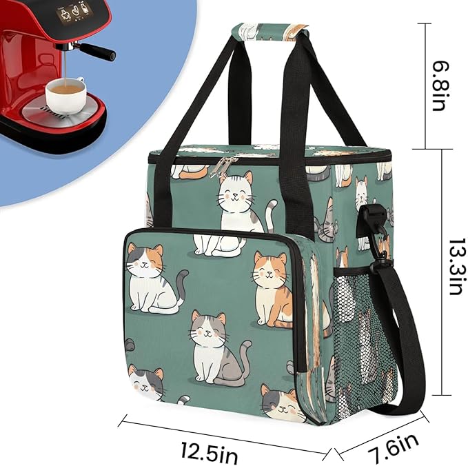 Cats Style Coffee Maker Carrying Bag for Keurig K-Mini or K-Mini Plus Storage Portable Coffee Maker Travel Bag