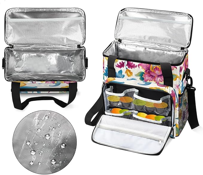Resplendent Flowers Coffee Maker Carrying Bag Portable Travel Storage Tote Bag Compatible with K-Mini or K-Mini Plus Single Serve Coffee Brewer Carrying Case with Multiple Pockets &amp Shoulder Str
