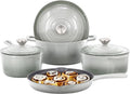 MegaChef 7 Piece Enameled Cast Iron Cookware Set in Gray