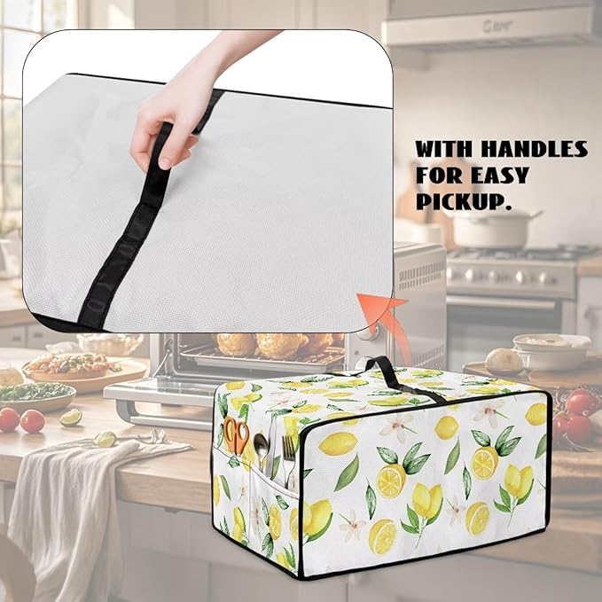Doojoayie Small Appliance Covers Lemon Toaster Oven Cover 6 Slice Kitchen Accessory Dust Protector 19.7x16x 10 Compatible with Toaster/Kitchen Appliance