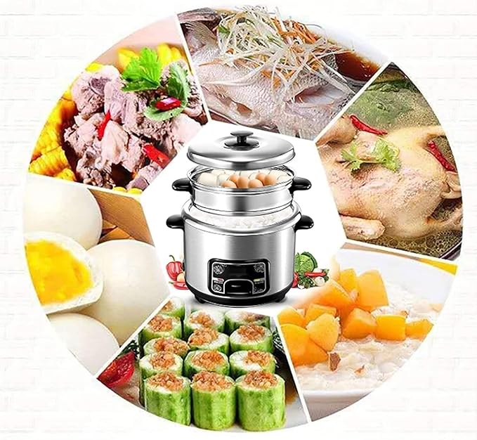 Rice Cooker With Steamer Basket 2-5L Portable Rice Cookers Stainless Steel Inner Pot With Steamer Have Warm Functions For 1-11 People (Size : 4L)