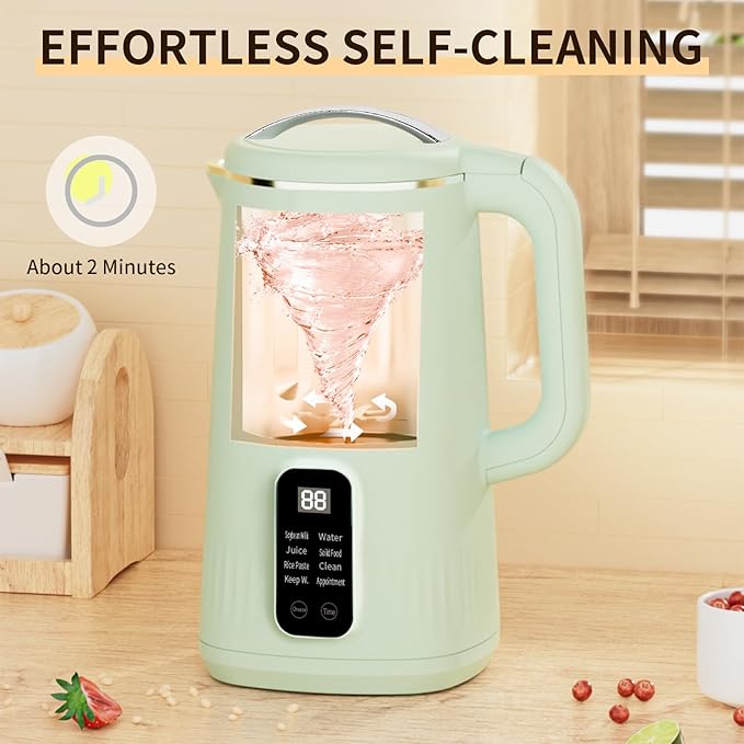 HANC Automatic 8-in-1 Nut Milk Maker Machine 28oz Quiet Operation Soy Milk Maker Homemade Almond Coconut Juice &amp Soup Delay Start/Keep Warm/Self-Cleaning/Boil Water (Cyan)