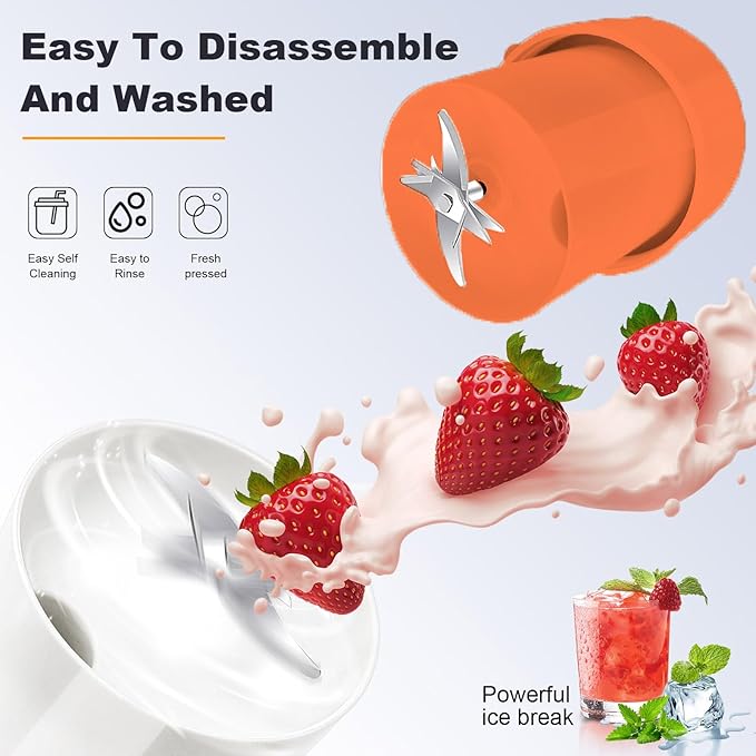 Portable Blender 10 oz Mini Personal Blender for Smoothies Fruits and Veggies with Rechargeable USB Easy to Clean suitable for Traveling or Camping