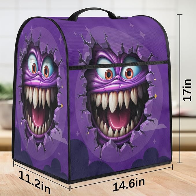 cfpolar Kitchen Aid Mixer Cover Compatible with 6-8 Quarts Halloween Monsters Stand Mixer Cover Kitchen Aid Mixers Accessories Appliance Organizer Bag Dust Covers with Zipper Pocket