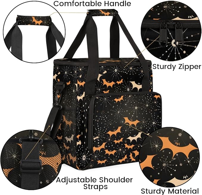 Gothic Bat Coffee Maker Carrying Bag Bright Bat Portable Travel Storage Tote Bag Compatible with K-Mini or K-Mini Plus Single Serve Coffee Brewer Carrying Case with Multiple Pockets &amp Shoulder S