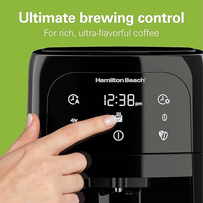 Hamilton Beach One Press Programmable Dispensing Drip Coffee Maker with 12 Cup Internal Brew Pot Removable Water Reservoir Black Next Gen (47600)