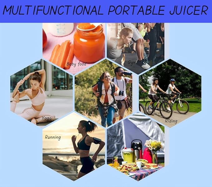Multifunctional Portable Juicer Cup with Digital Display 2024 New Large Capacity Electric Juicing CupPortable Juicer BlenderPortable Smoothie Blender on the Go (White)