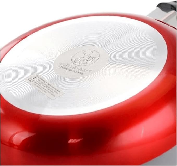 Nonstick Cookware Set 7 PiecesGranite Metallic-Red Exterior Dishwasher Safe Includes Sauce Pots Dutch Oven Fry Pan Metallic Red