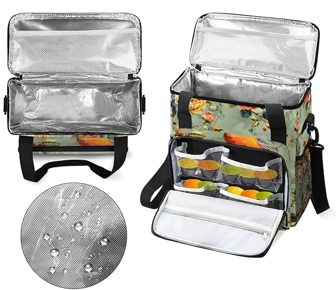 Peony Birds Coffee Maker Carrying Bag Portable Travel Storage Tote Bag Compatible with K-Mini or K-Mini Plus Single Serve Coffee Brewer Carrying Case with Multiple Pockets &amp Shoulder Strap