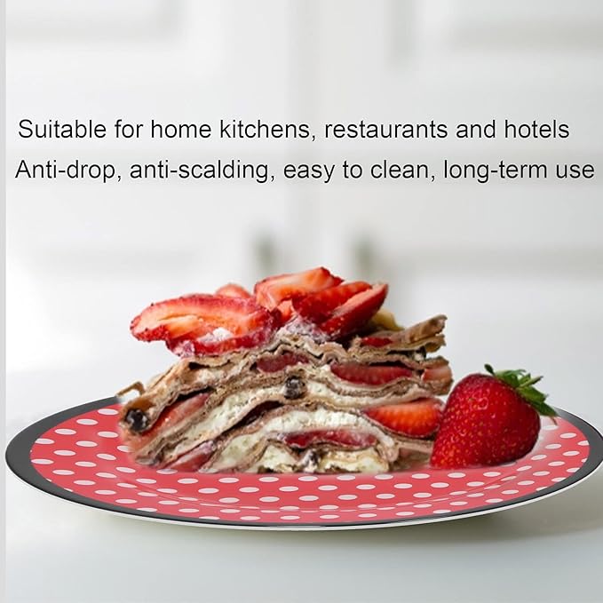 Topyond Christmas Dinnerware Set Melamine Plates and Bowls Set Red Dots Salad Plate Set Includes Plates Bowls and Cups for Home Kitchen Dining