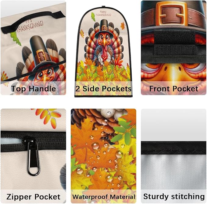 cfpolar Kitchen Aid Mixer Cover Compatible with 6-8 Quarts Thanksgiving Turkey Maple Leaves Stand Mixer Cover Kitchen Aid Mixers Accessories Appliance Organizer Bag Dust Covers with Zipper Pocket