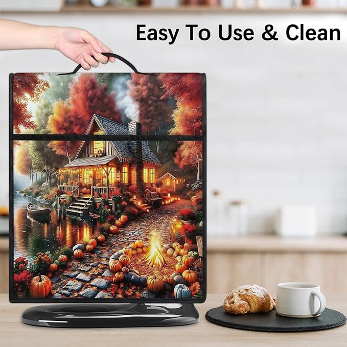 cfpolar Kitchen Aid Mixer Cover Compatible with 6-8 Quarts Autumn Pumpkin Castle Stand Mixer Cover Kitchen Aid Mixers Accessories Appliance Organizer Bag Dust Covers with Zipper Pocket