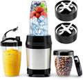 Nahida Blender for Smoothies 1200W Smoothie Blender for Ice Crushing Blenders with (2) 6-Fin Blades Personal Blenders for Kitchen with 23oz 32oz 37oz Easy Go Cups for Juices Silver