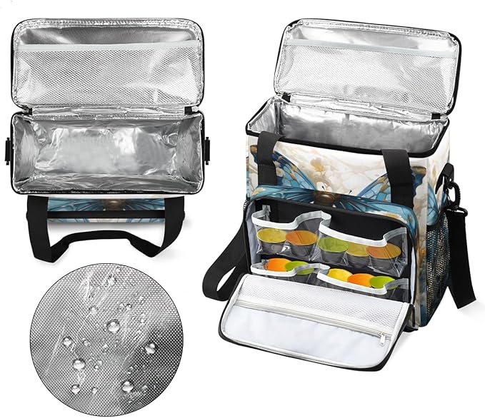 Retro Butterfly Coffee Maker Carrying Bag Abstract Butterfly Travel Storage Bag Compatible with K-Mini or K-Mini Plus Single Serve Coffee Brewer Carrying Case with Multiple Pockets &amp Shoulder St