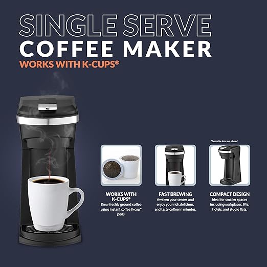 Newhouse Single Serve Coffee Maker compatible with K-cups Water Reservoir Versatile Ground Coffee &amp K-Cup Compatibility Adjustable Tray for Travel Mugs