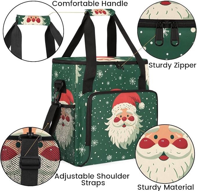 Abstract Santa Claus Coffee Maker Carrying Bag Portable Travel Storage Tote Bag Compatible with K-Mini or K-Mini Plus Single Serve Coffee Brewer Carrying Case with Multiple Pockets &amp Shoulder St