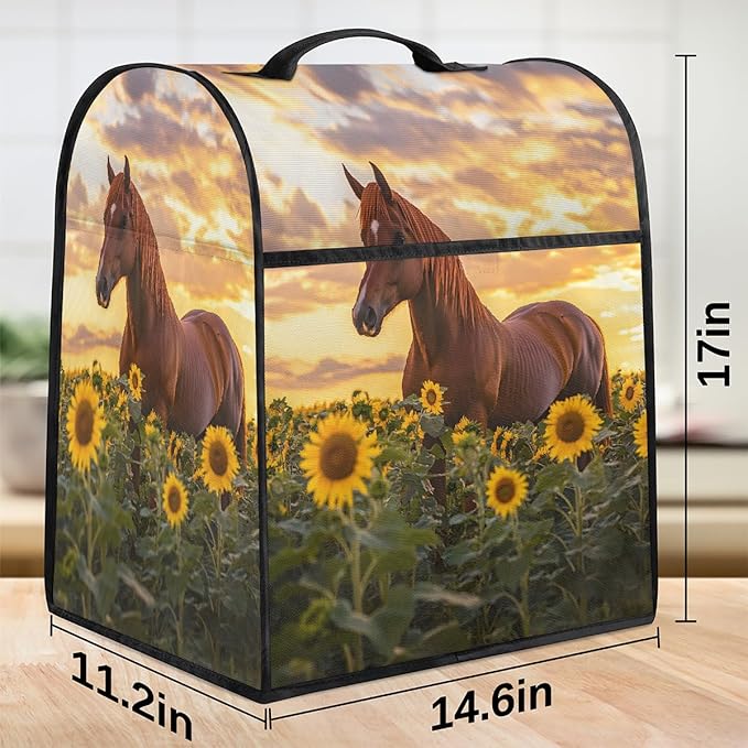 cfpolar Kitchen Aid Mixer Cover Compatible with 6-8 Quarts Animal Horse Sunflower Stand Mixer Cover Kitchen Aid Mixers Accessories Appliance Organizer Bag Dust Covers with Zipper Pocket