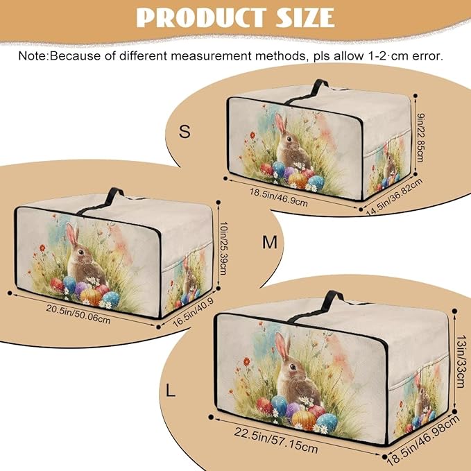 Bunny Daisy Print Toaster Oven Dust Cover Easter Egg Printed Bread Maker Machine Covers with Side Pockets Kitchen Small Appliance Protector M