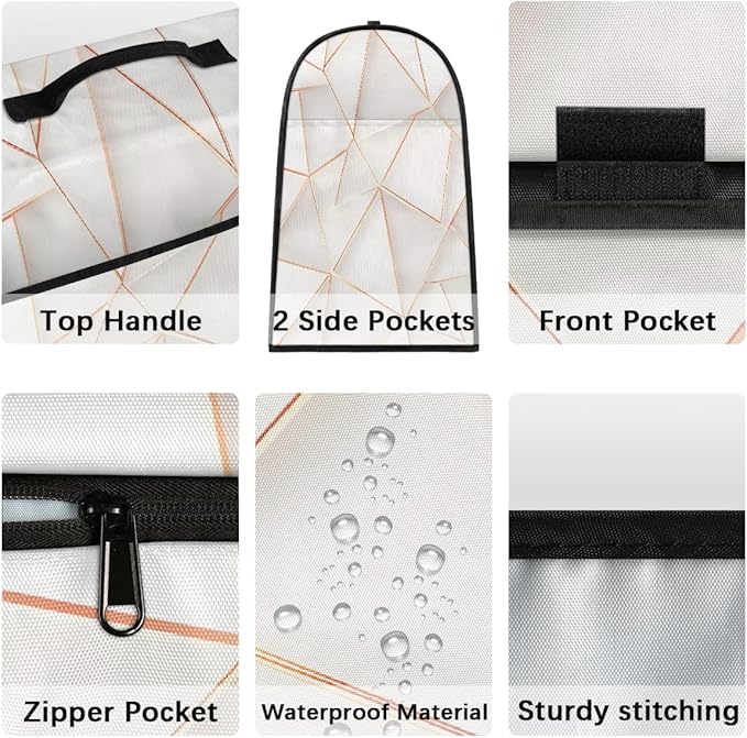 cfpolar Kitchen Aid Mixer Cover Compatible with 6-8 Quarts White Marble Stand Mixer Cover Kitchen Aid Mixers Accessories Appliance Organizer Bag Dust Covers with Zipper Pocket
