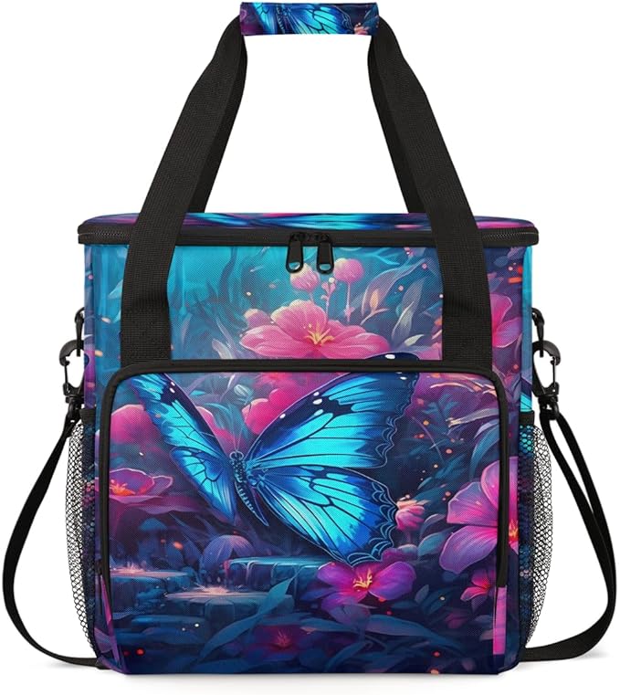 Watercolor Butterfly Coffee Maker Carrying Bag Gothic Butterfly Travel Storage Bag Compatible with K-Mini or K-Mini Plus Single Serve Coffee Brewer Carrying Case with Pockets &amp Shoulder Strap