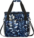 Leaves Print Coffee Maker Travel Bag for Keurig K-Mini/K-Mini Plus Insulated Waterproof Tote with Pockets for K-Cup Portable Single-Serve Brewer Case