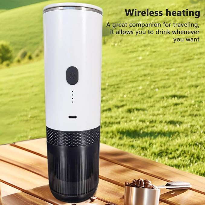 Portable Coffee Machine 20 Bar Nanometer Mini Travel Camping Machine With Ns Capsules And Coffee Powder for Home Outdoor Travel and Office (White)