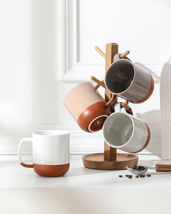 MALACASA Ceramic Coffee Mugs Set of 4 16oz Coffee Cups Modern Farmhouse Mugs for Coffee Latte Tea Hot Chocolate Cappuccino Milk Microwave &amp Dishwasher Safe Multicolor Series TARA