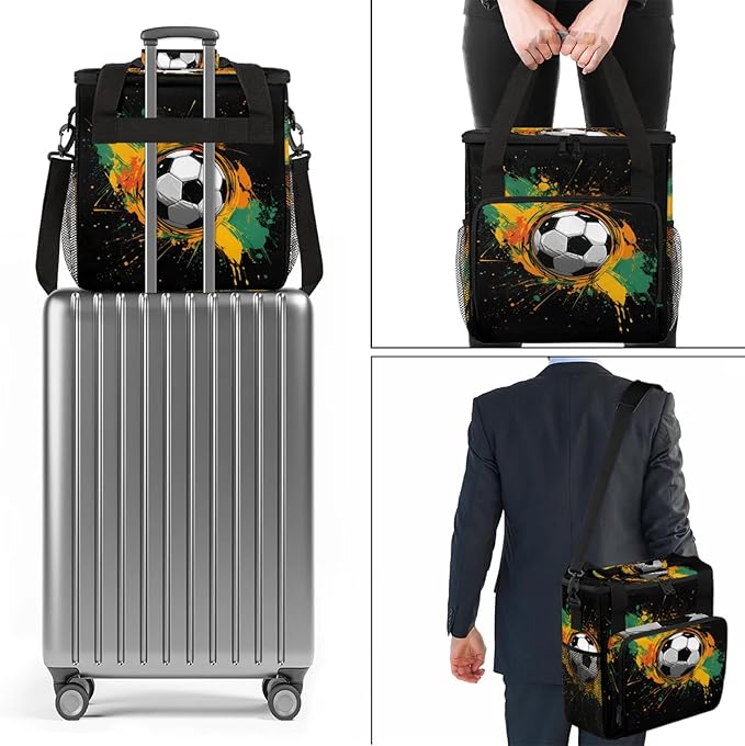 Soccer Football Travel Coffee Maker Carrying Bag Large Organizer Storage Tote Bag Insulated Reusable Cooler Grocery Bags