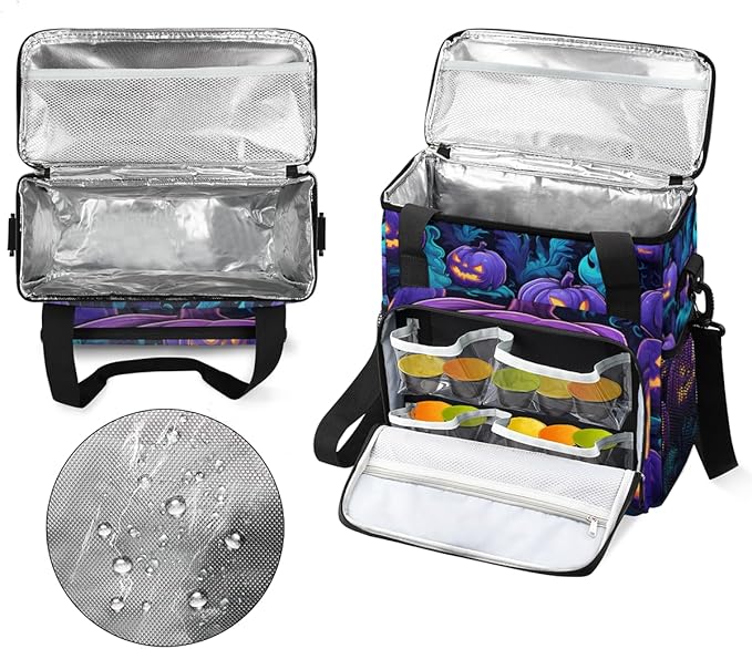 Gothic Halloween Pumpkins Coffee Maker Carrying Bag Travel Storage Bag Compatible with K-Mini or K-Mini Plus Single Serve Coffee Brewer Carrying Case with Multiple Pockets &amp Shoulder Strap