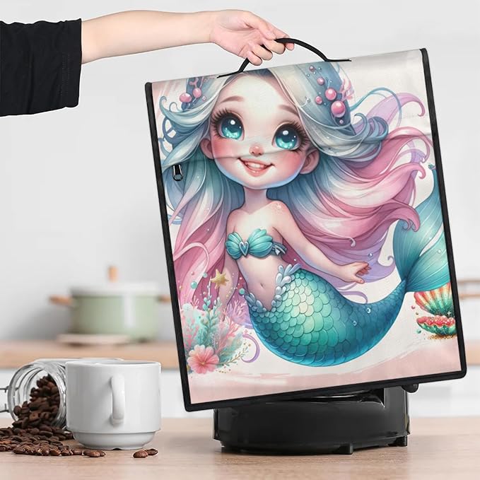 cfpolar Kitchen Aid Mixer Cover Compatible with 6-8 Quarts Mermaid Shell Ocean Stand Mixer Cover Kitchen Aid Mixers Accessories Appliance Organizer Bag Dust Covers with Zipper Pocket