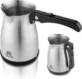 ETHNIQ Turkish Coffee Pot - Stainless Steel 120V 1 to 4 Cup Capacity Coffee Maker with Foldable Handle for Home &amp Travel &amp on-off Button (Slow Brew)
