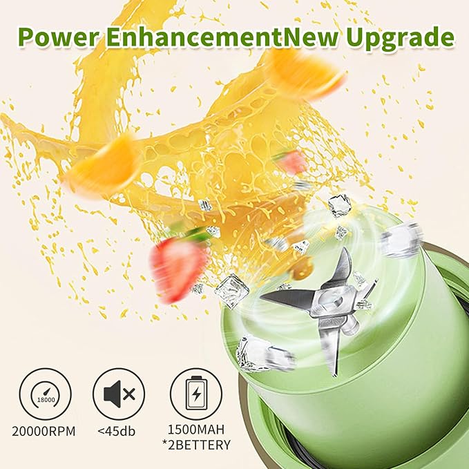 20 oz (600ml) USB Portable Blender Cup - High-Speed Rechargeable for Shakes Smoothies &amp Juices Travel-Size with Multi-Blade (Dark Blue)