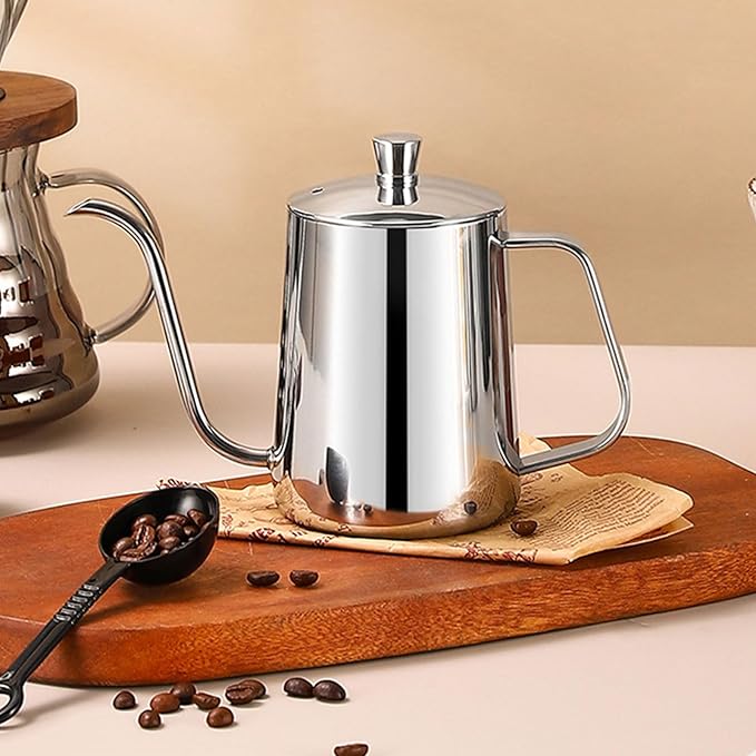 Pour Over Coffee KettleLong Narrow SpoutCoffee CarafeGoose Neck KettleStainless Steel Tea KettleStovetop Portable Water Bottle 20 Oz